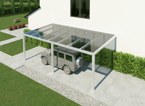 Carport aluminiowa ze szkłem w kolorze biały 5x4,5m