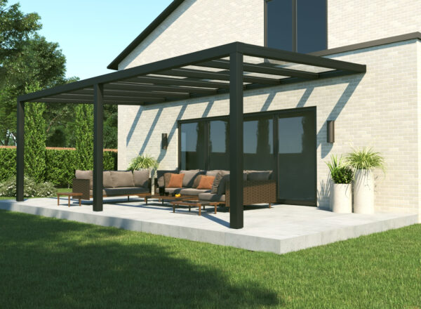 Zadaszenie tarasu z aluminium i szkła w kolorze antracytu 6x3m