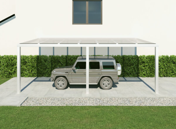 Carport aluminiowa ze szkłem w kolorze biały 5x4,5m - Image 2